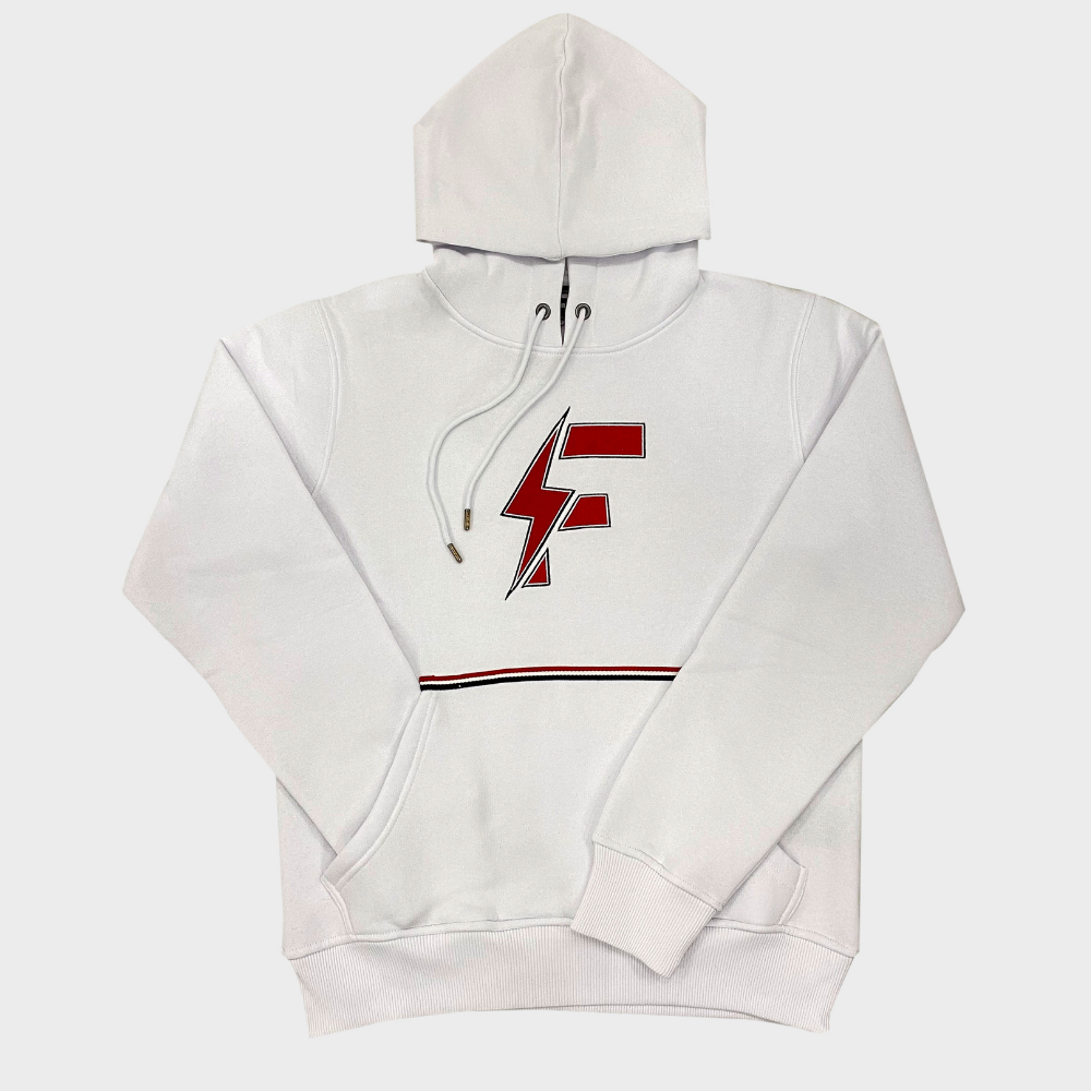 FazFit Bolt Series White Pullover Hoodie